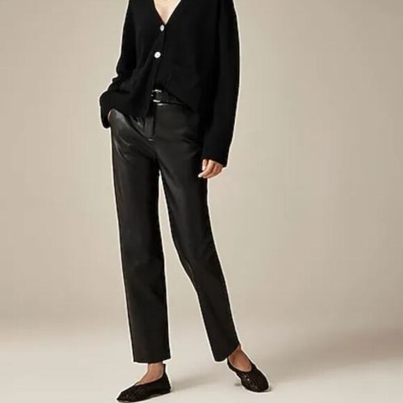 J. Crew Kate Straight-Leg Pant in Faux Leather, Brown Macchiato (4) - Picture 6 of 17